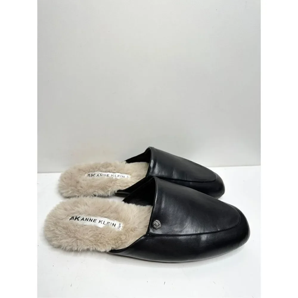 Ann‎ Klein Loafers Womens Size 6.5 Black Faux Leather Slip On Laura Shoes